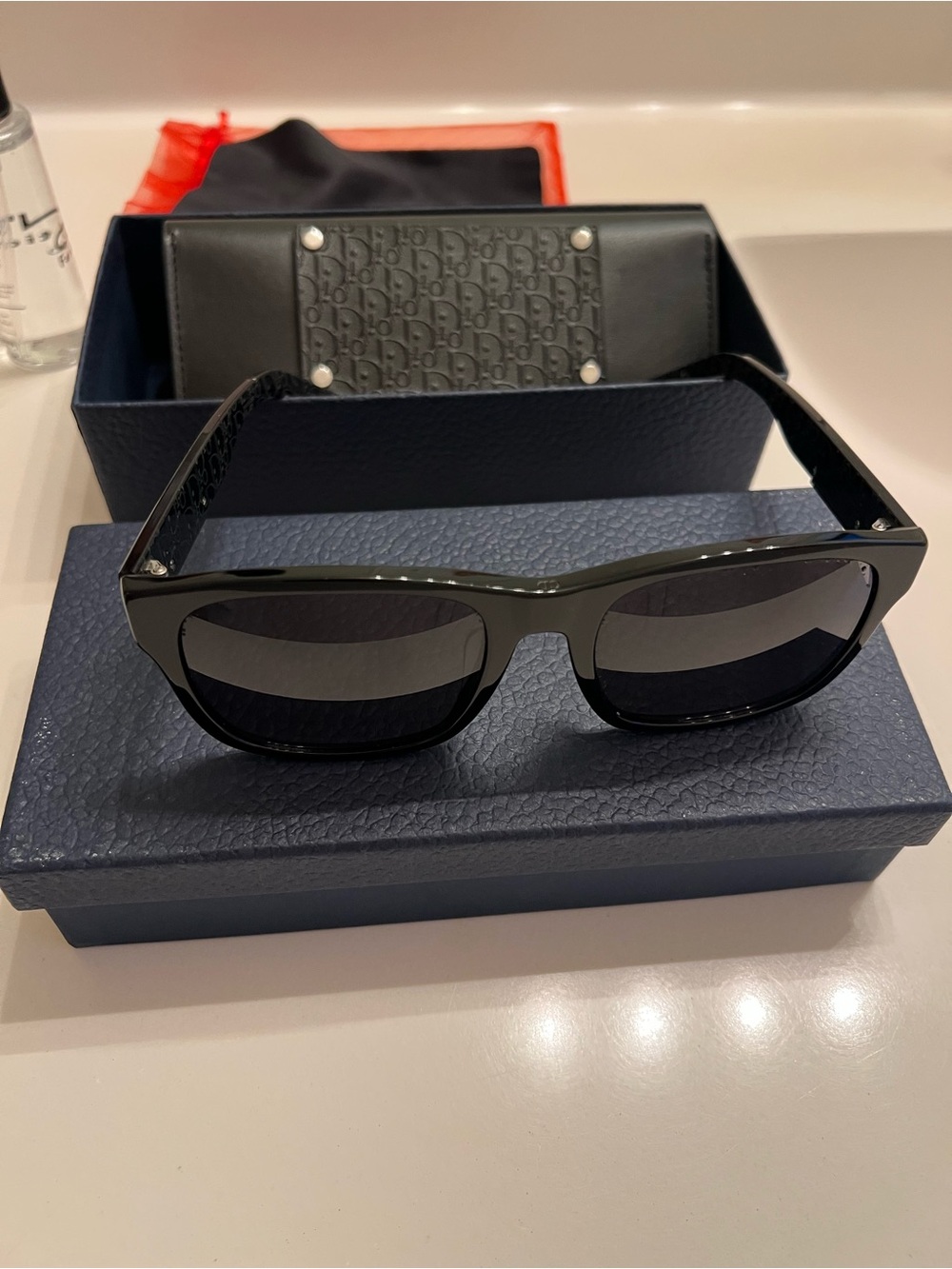 Dior Black Square Frame Sunglasses with Dark Gray Lenses